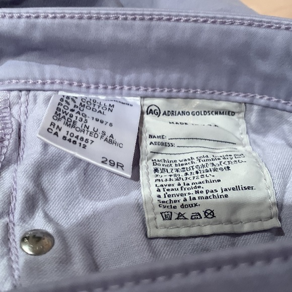 NWOT AG STILT CIGARETTE JEANS SOFT PIMA COTTON IN BEAUTIFUL COLOR LAVENDER 29 - Picture 10 of 11